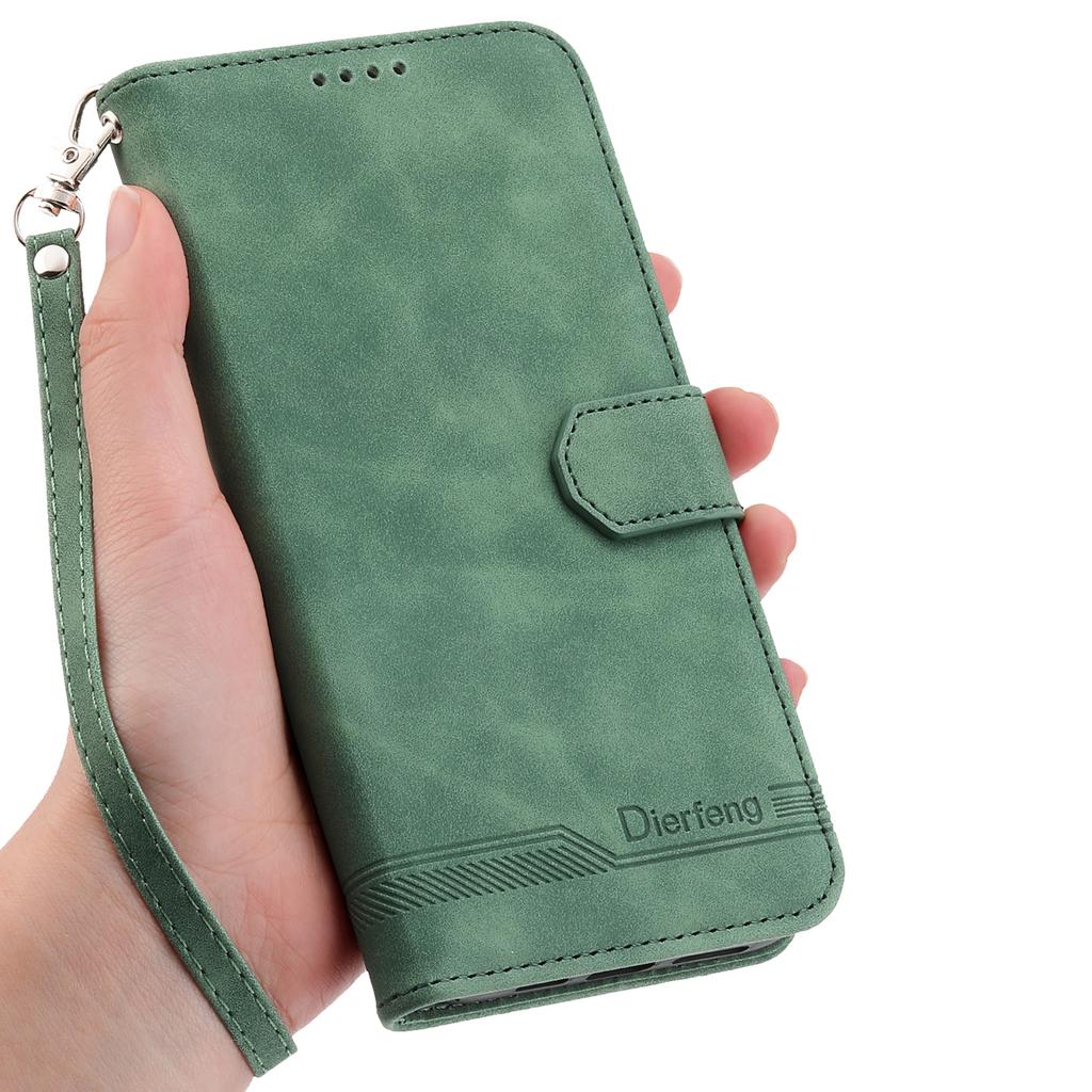DIERFENG DF-03 For Samsung Galaxy M35 5G Leather Case Lines Imprint Wallet Phone Cover