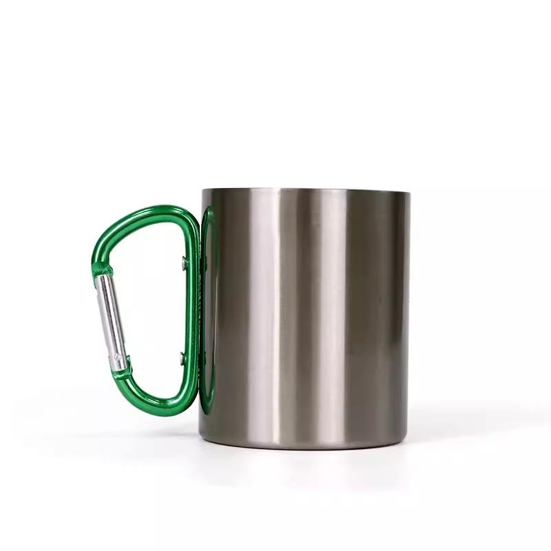 Kubek z Karabińczykiem DIY 300ML Personalizowane Logo Zdjęcie Tekst Stal Nierdzewna Kubek z Haczykiem Turysta Outdoor Kemping Podróżny Przenośny Pojemnik