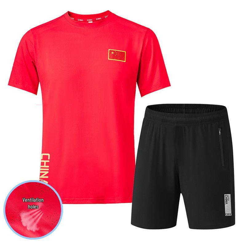 Men's Quick-Dry Ice Silk Sports Set: Summer Shorts & Short Sleeve Shirt