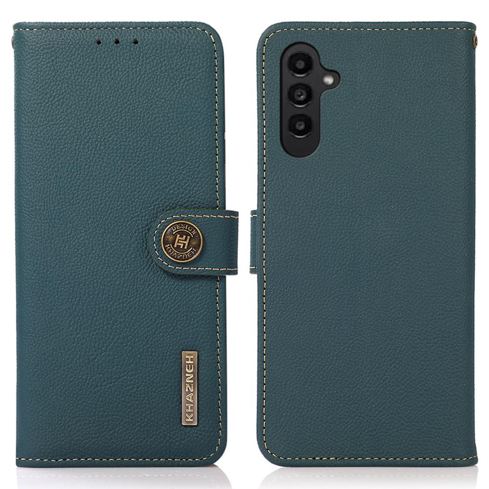 

KHAZNEH for Samsung Galaxy A17 Case Genuine Cow Leather Wallet Phone Cover Green