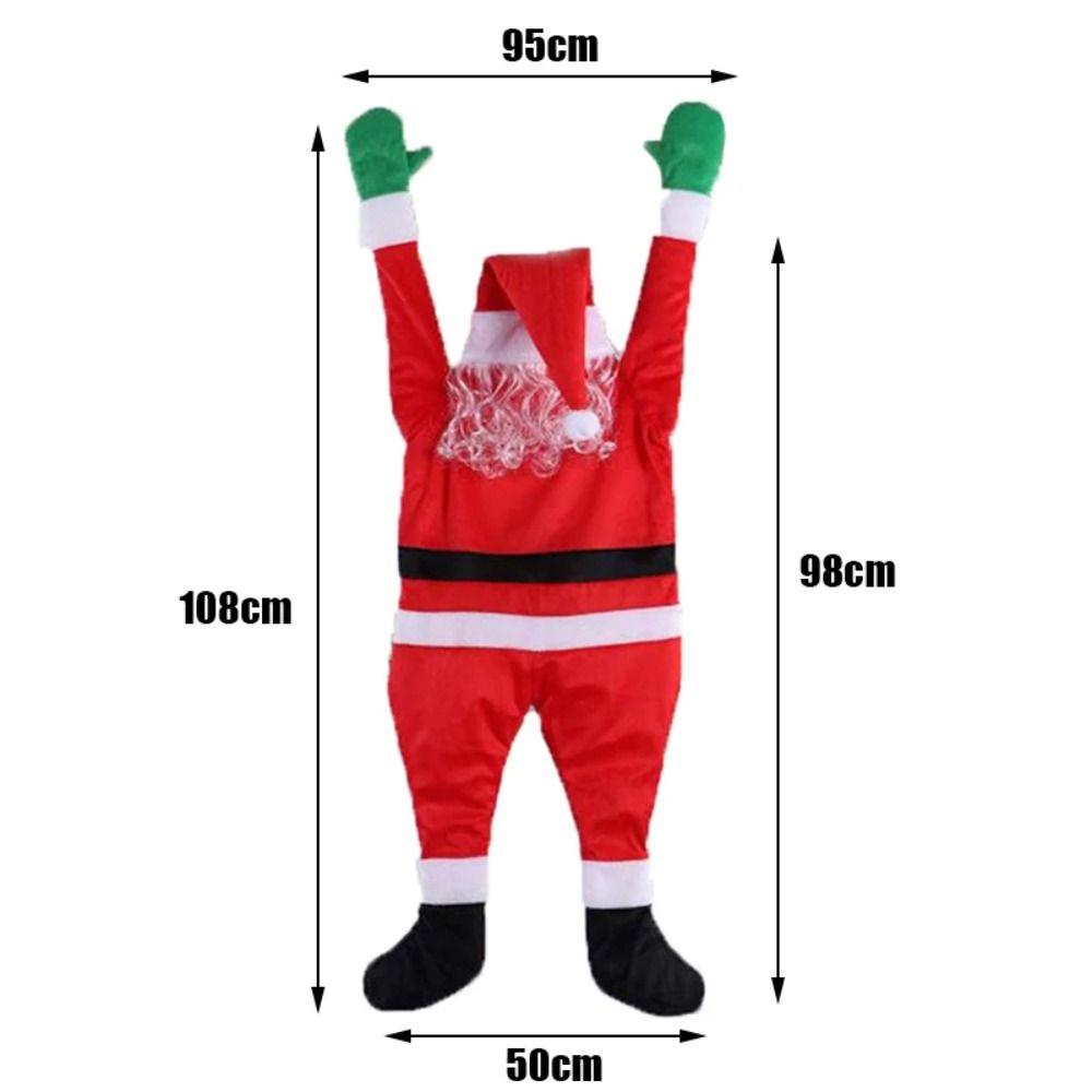 Flannel Clothes Santa Hanging Ornaments Outdoor Climbing Santa  For Home Door Window Decoration