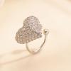 Ear Clip Sparkling Cubic Zirconia Inlaid Heart Design Non-Pierced C-Shaped Clip-On Earring Adjustable Lightweight Earring