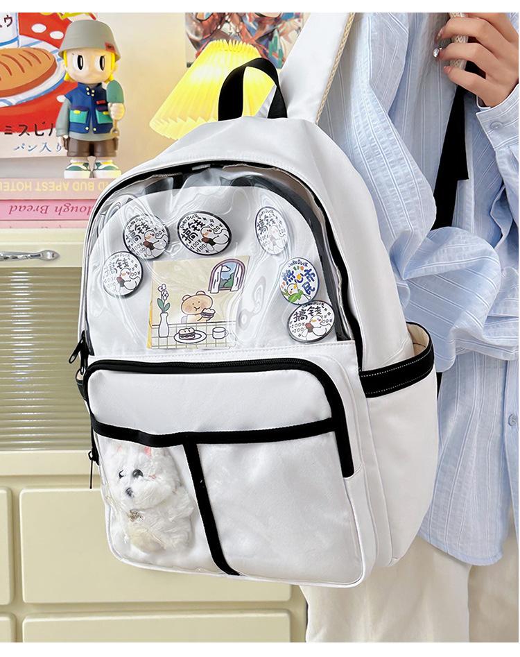 Schoolbag student female new large-capacity two-dimensional versatile backpack commuter baby bag transparent schoolbag backpack pain bag