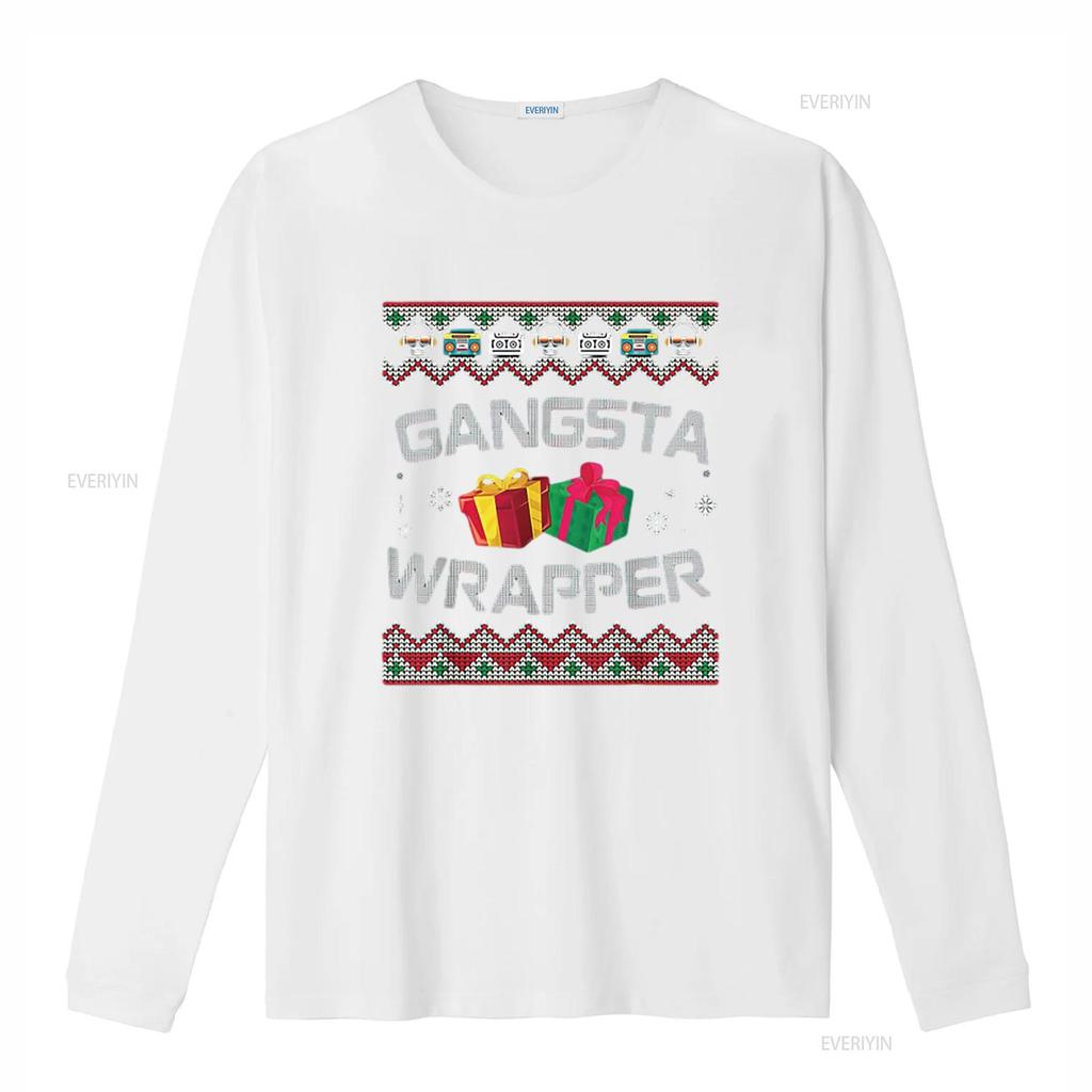 Gangster Wrapper Merry Christmas Rapper Gangsta Sweater Womens T Shirt Black Vintage Washed Unisex Versatile Comfortable Homme