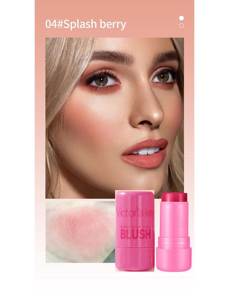 Jelly Blush Stick: Moisturizing Shimmer, Natural Contouring, Dual-use for Lips and Cheeks, Long-lasting Makeup, Highlight Rouge Cream