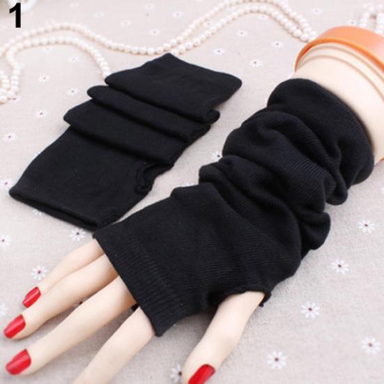 Women's Fashion Knitted Arm Fingerless Long Mitten Wrist Elastic Warm Gloves