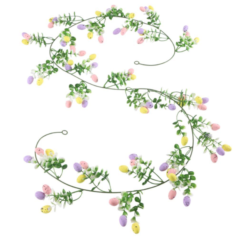 Colorful Design Easter Egg Wreath Green Vine Long Green Plant Wall Hanging  Easter Party