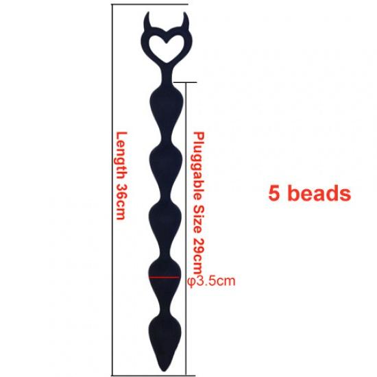 Silicone Back Court Pull Beads Anal Plug Tail Super Long Devil Pull Beads Anal Masturbation Device Anal Beads Couple Sex