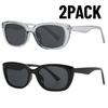 2PACK Retro Y2K Style Small Square Sunglasses Women Cat Eye Sunglasses Fashion Colorful Mirror Goggles Men Punk Sports Glasses