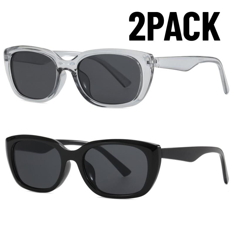 2PACK Retro Y2K Style Small Square Sunglasses Women Cat Eye Sunglasses Fashion Colorful Mirror Goggles Men Punk Sports Glasses