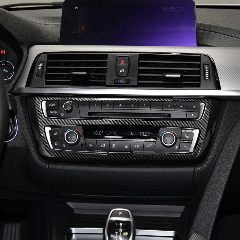 For BMW F30 F31 F34 3GT F32 F33 F36 Center Console CD/Volume Knob Adjust Panel Cover Trim Accessories, Carbon Fiber ABS Sticker