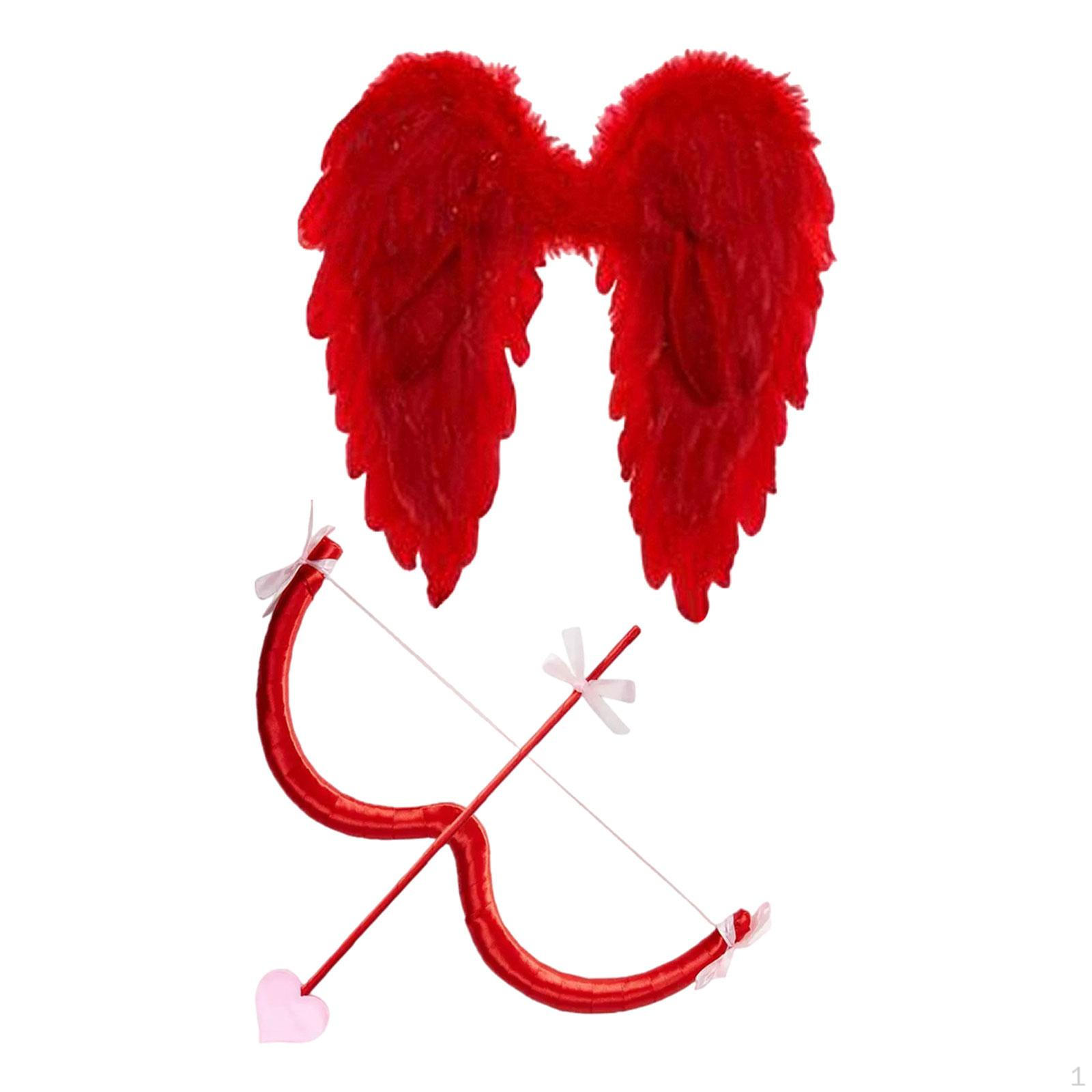 

Valentine Cupid Costume Accessories Sturdy Red Feather Wing for Role Playing 2PCS Style E