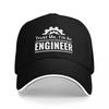 Trust Me Im An Engineer Gear Logo Baseball Cap Black and White Design for Engineering Enthusiasts and Professionals