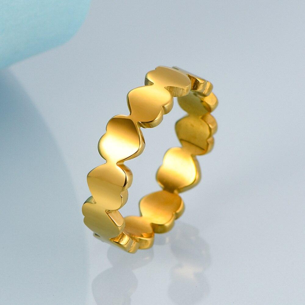 New Fashion Minimalist Geometric Rings for Women Party Jewelry Heart Cocktail Ring Stainless Steel Anillos Mujer
