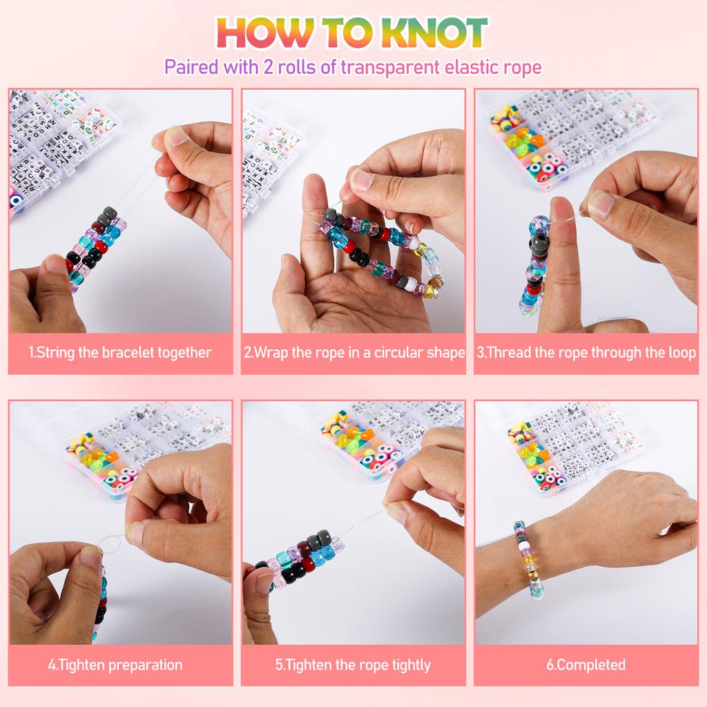 Rainbow Color Clay Pony Beads Bracelet Making Kit Jewelry Making Letter Beads Accessories Kit DIY Jewelry Art Handmade Supplies