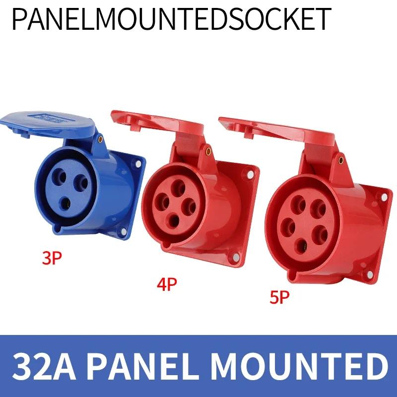5Pcs Industrial Plug and Socket Waterproof Connector 3PIN 4PIN 5PIN 16A/32A Waterproof Electrical Connection Wall Mount Socket