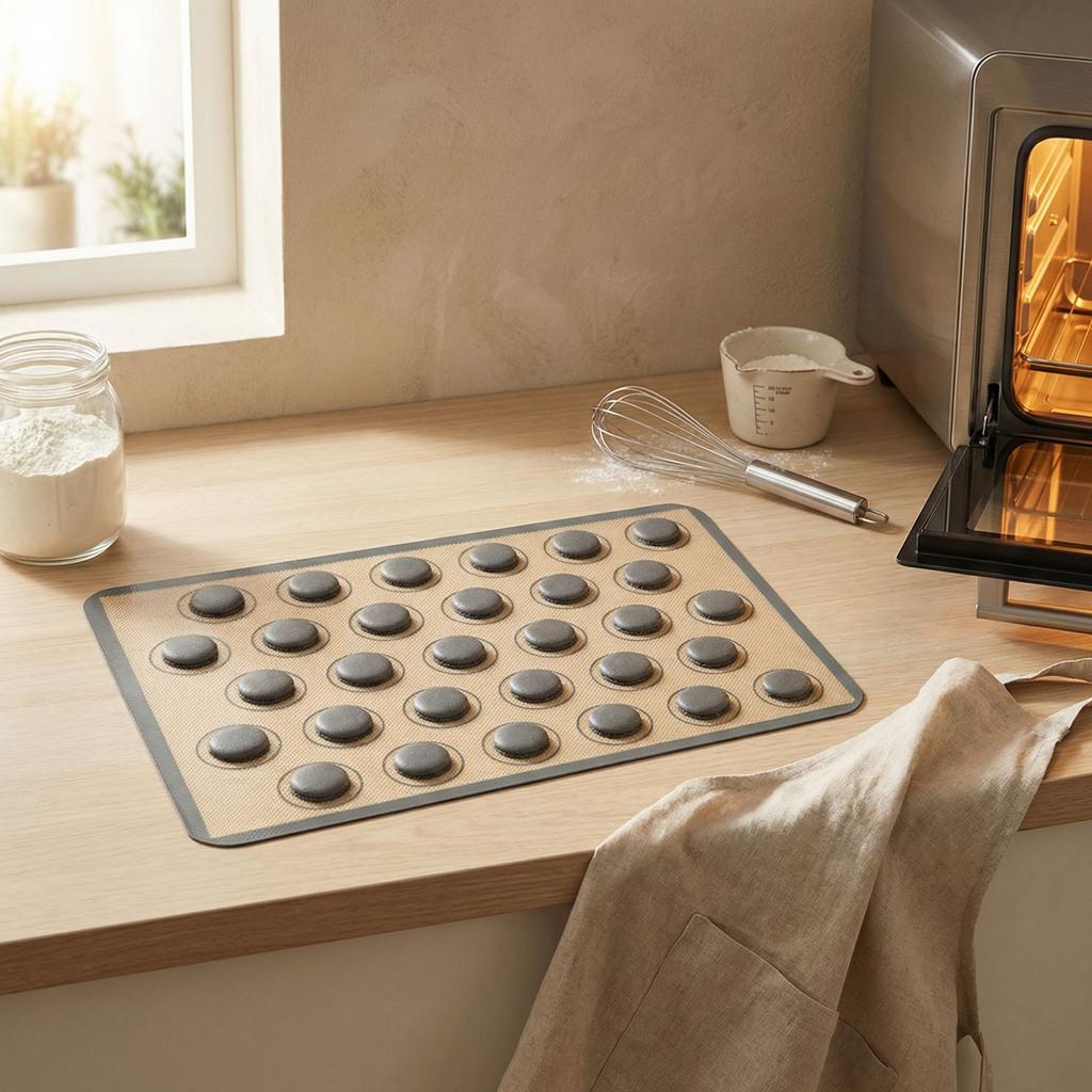 Multi Purpose Baking Mat With 30 Baking Rings For Macaron Pizza Cookie Bread