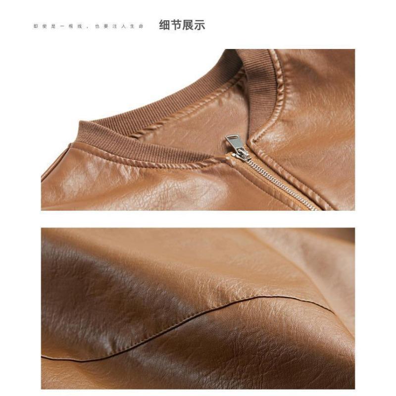 Damen S Mittellange Lockere Baseball-Stil PU-Leder Jacke Mantel