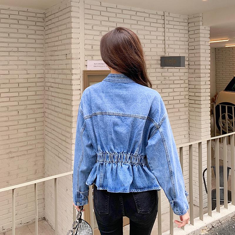 2026 Spring Women's Embroidered Denim Jacket - Korean Style, Loose V-neck, Short Waist-Cinching Fashion.