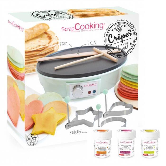 Crepiera - fabbrica di crepes - 3 coloranti alimentari - 1000 watt - 28 cm - made in France
