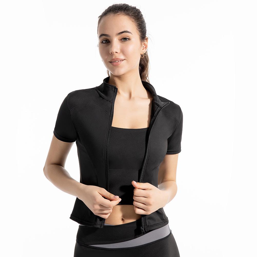 

High-Elastic Stand-Up Collar Short-Sleeve Quick-Dry Yoga Jacket XXL