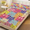 3pcs Colorful Cats Fitted Sheet Cartoon Cat Pattern 3D Print Gifts For Students Girls 100% Polyester Flat Sheet With Pillowcases