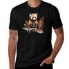 Een Schattige Rode Panda In Een Aardse Aquarel Boho Geestdieren T-shirt Basis Dagelijkse Outfit Korte Mouw Tee