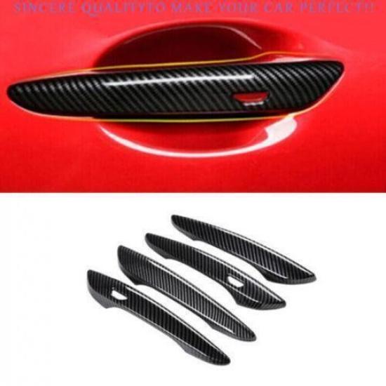 For Mazda CX-30 2020-2024 Carbon Fiber Exterior Side Door Handle Cover Trim 4PCS