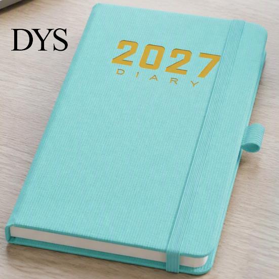 2027 Daily Planner with PU Leather Cover, A6 Pocket Size Compact Organizer Agenda, Portable Notebook Pen Holder for Efficient Time Management