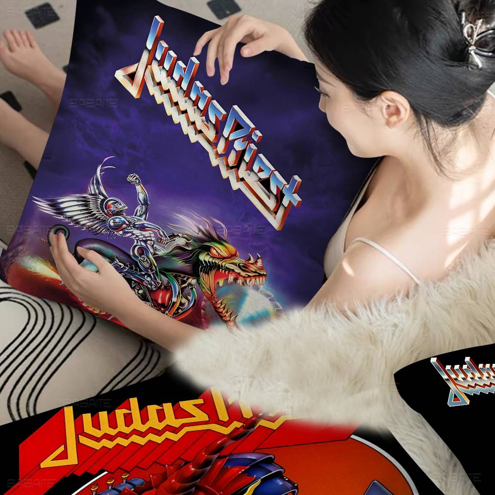 Donkere Heavy Metal Band J-Judas P-Priest Kussen Cadeaus Huis Kantoor Meubilair Slaapkamer Bank Auto Kussenhoes Hoes 45x45cm