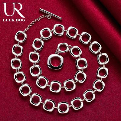 Cadena cuadrada de plata de ley 925 de 20 pulgadas, collar de mujer, joyería de boda de moda