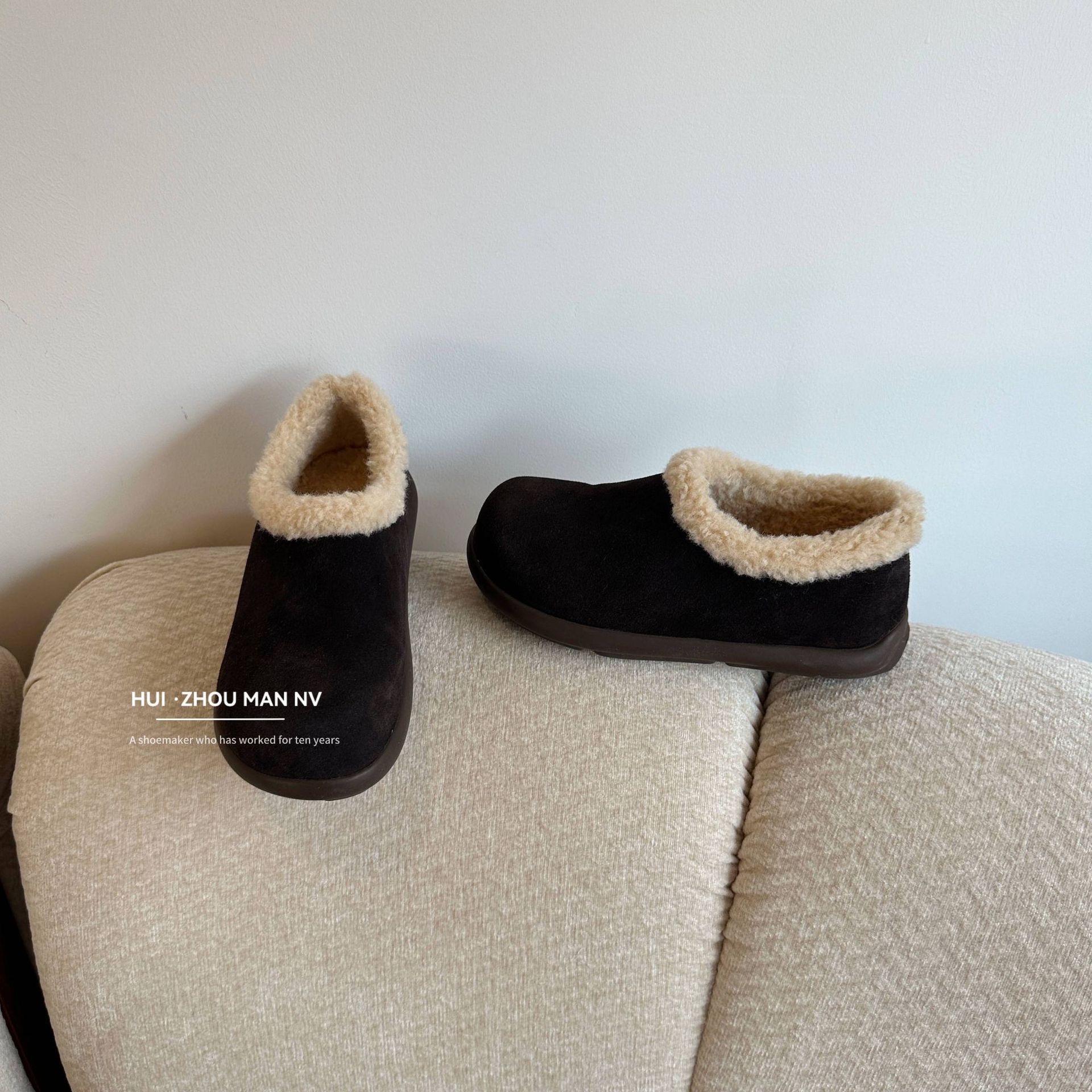 

Wool version~ leather retro small potato velvet Boken shoes women s new winter warm thickened cotton shoes snow boots 40