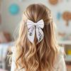 Bee Embroidery Bow Hair Clips Sweet Flower White Bownot Hairpins Ponytail Cute Barrette For Girls Children Headwear Accessories