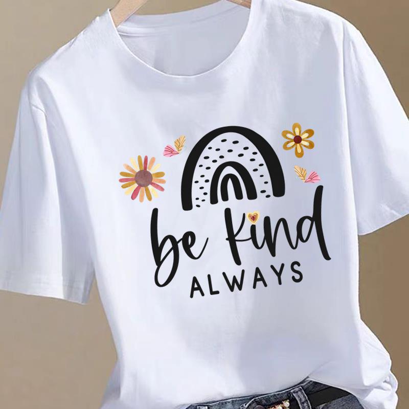(Asiatische Größe) Liebesbrief-Trend Kleidung T-Shirt Damen Mode Tee Top Frau Weiblich Kurzarm Grafische Druck-T-Shirts