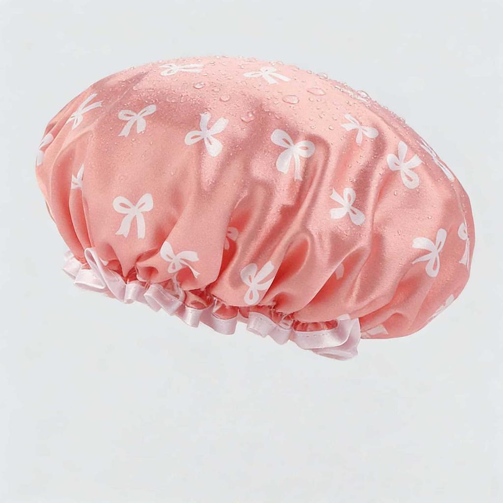 Double-Layer Waterproof Shower Cap: Thick, Dustproof, Oil-Proof Bath Cap for Women