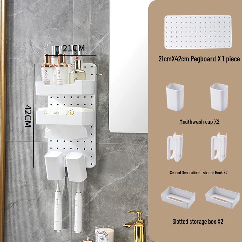 Wall-Mounted No-Drill Pegboard Storage Shelf for Kitchen and Dorm Room