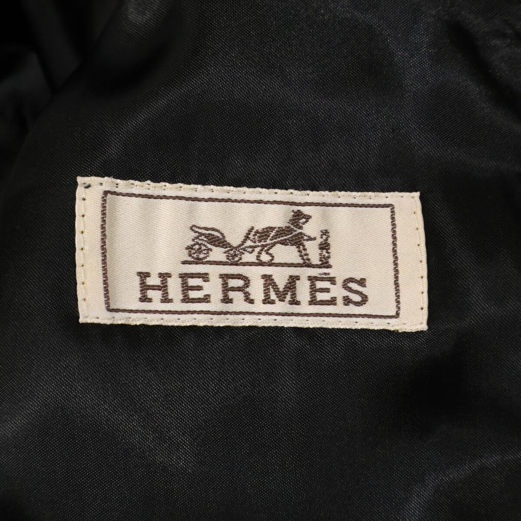 HERMES [Excellent Condition/Domestically Authorized] Lamb Leather Lining Pee coat 44 NavyUsed