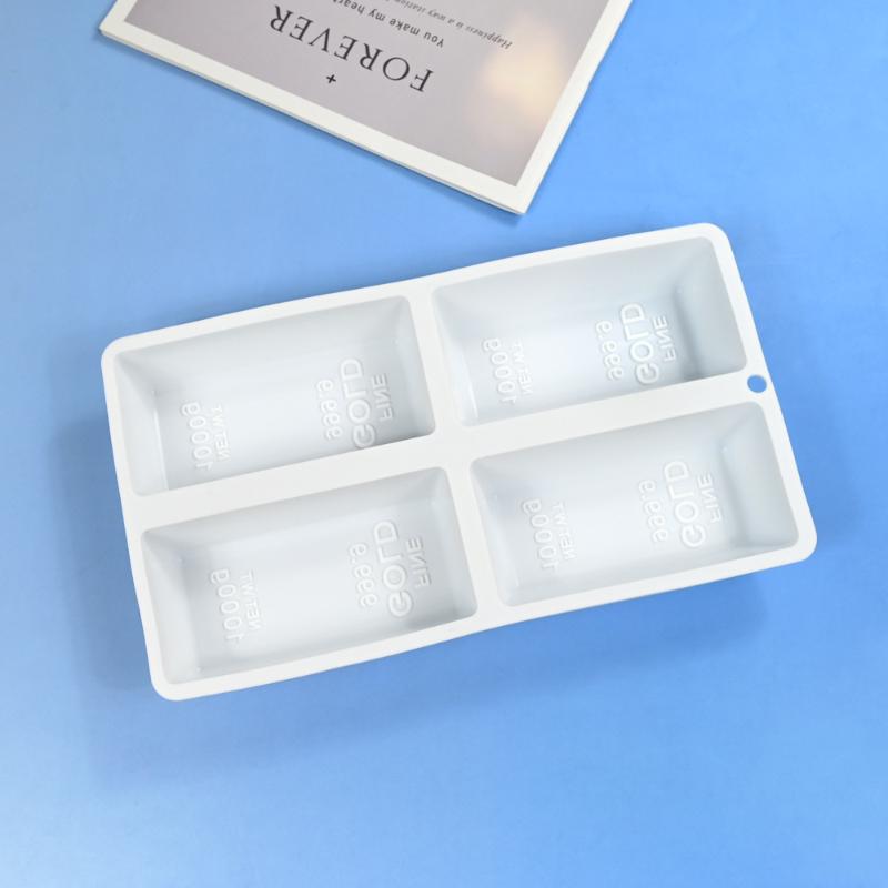 Zlatá cihla Mousse Dortová Forma se 4 Dutinkami Zlatá Tyčinka a Zlatý Nugget Čokoládový Dezert Silikonová Forma