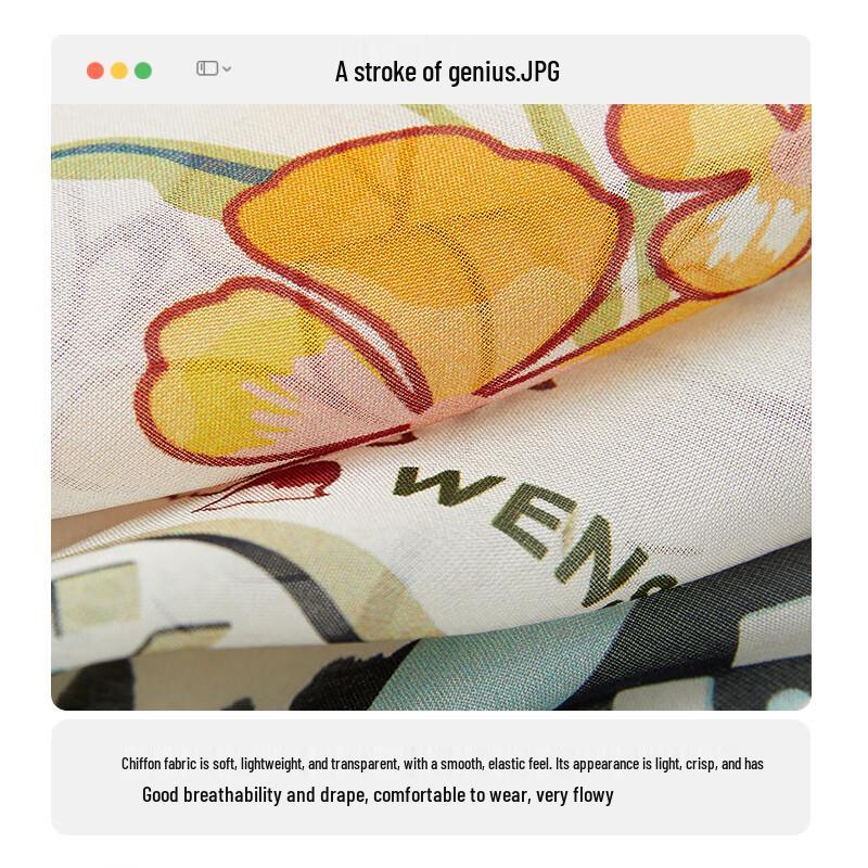 WENSLI Women's Mulberry Silk Brushwork Scarf