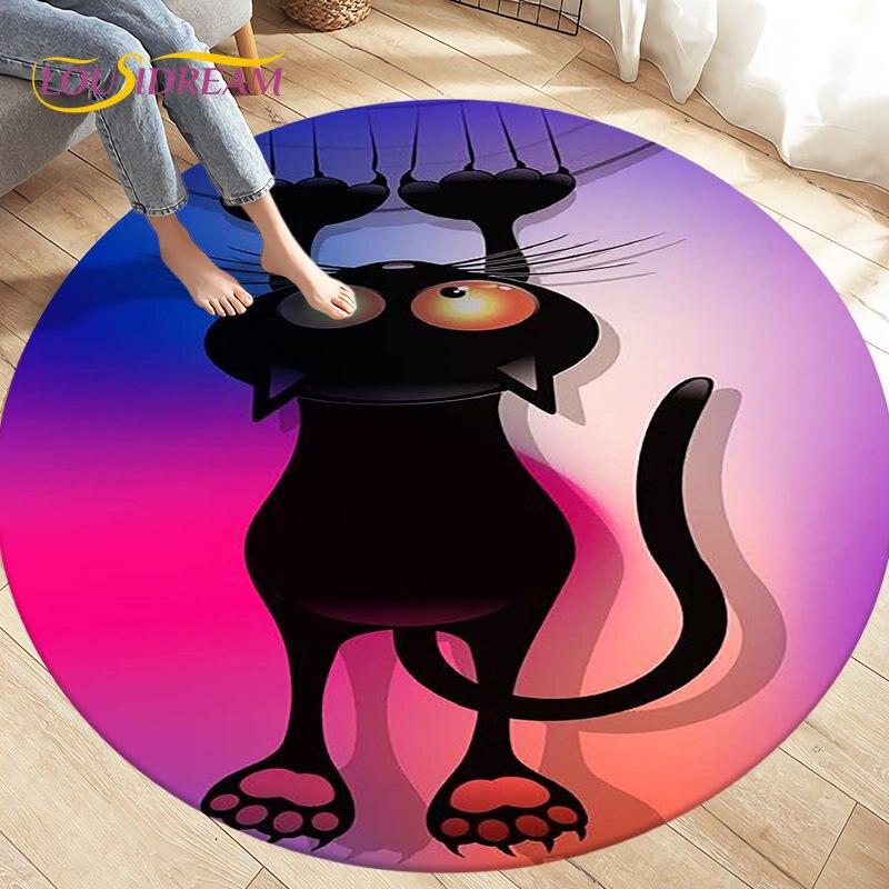 3D Cartoon Cute Cat Area Rug,Round Carpet Rug for Living Room BedRoom Sofa Chair,Kids Play Crawl Soft Non-slip Floor Mat Gift