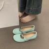 Inner Height Increase Mary Jane Shoes 2025 New Niche Design Metal Round Head Flat Shoes Evening Single Shoes