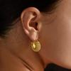 Geometric Gold-Plated Brass Earrings with Textured Particle Design