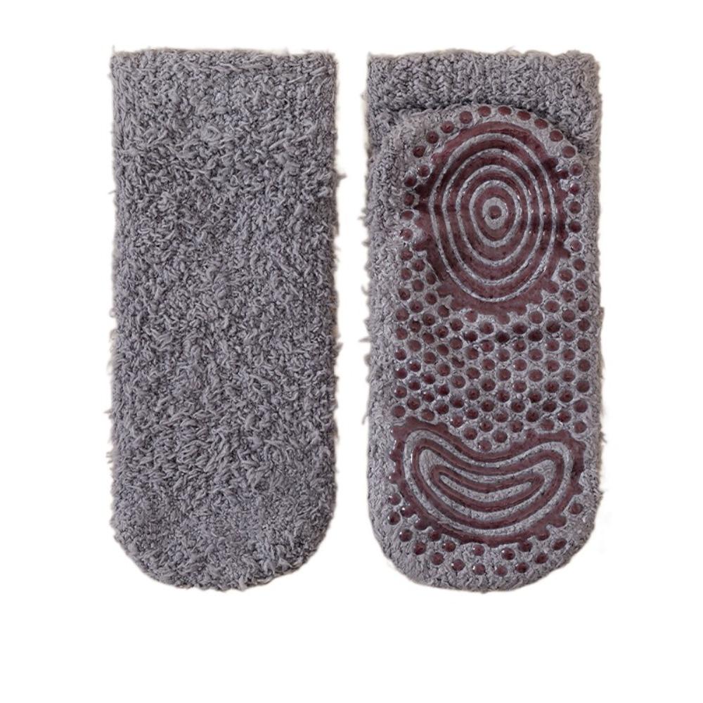Silicone Grip Floor Socks Non-Slip Tube Socks Cozy Coral Fleece Socks  Autumn Winter Home Wear