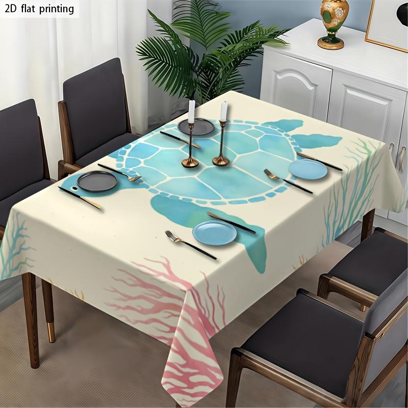 1pc Soft, Stylish, and Beautiful Table Cover with Sea Turtle and Starfish Pattern, Machine Washable and Easy To Clean, for Dining Tables, Coffee Table
