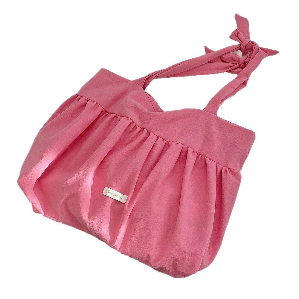 Lazy Style, Pleated Skirt, Lace Up Shoulder Bag, Large Capacity, Underarm Bag, Korean Style, Canvas Bag, New Bag