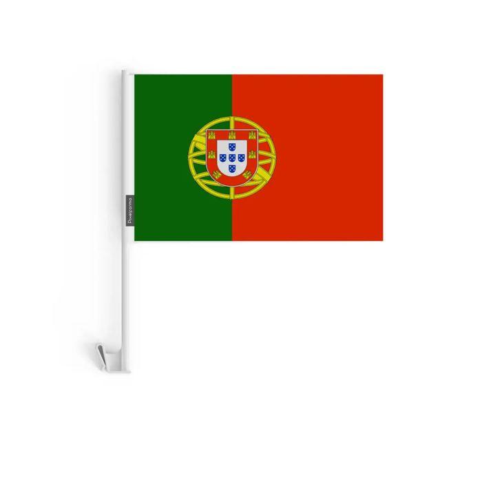 Drapeau Voiture Portugal – 14 x 21 cm – Tissu Polyester – Fixation sur Fenêtre – 10 pièces – Pixelforma chiaro