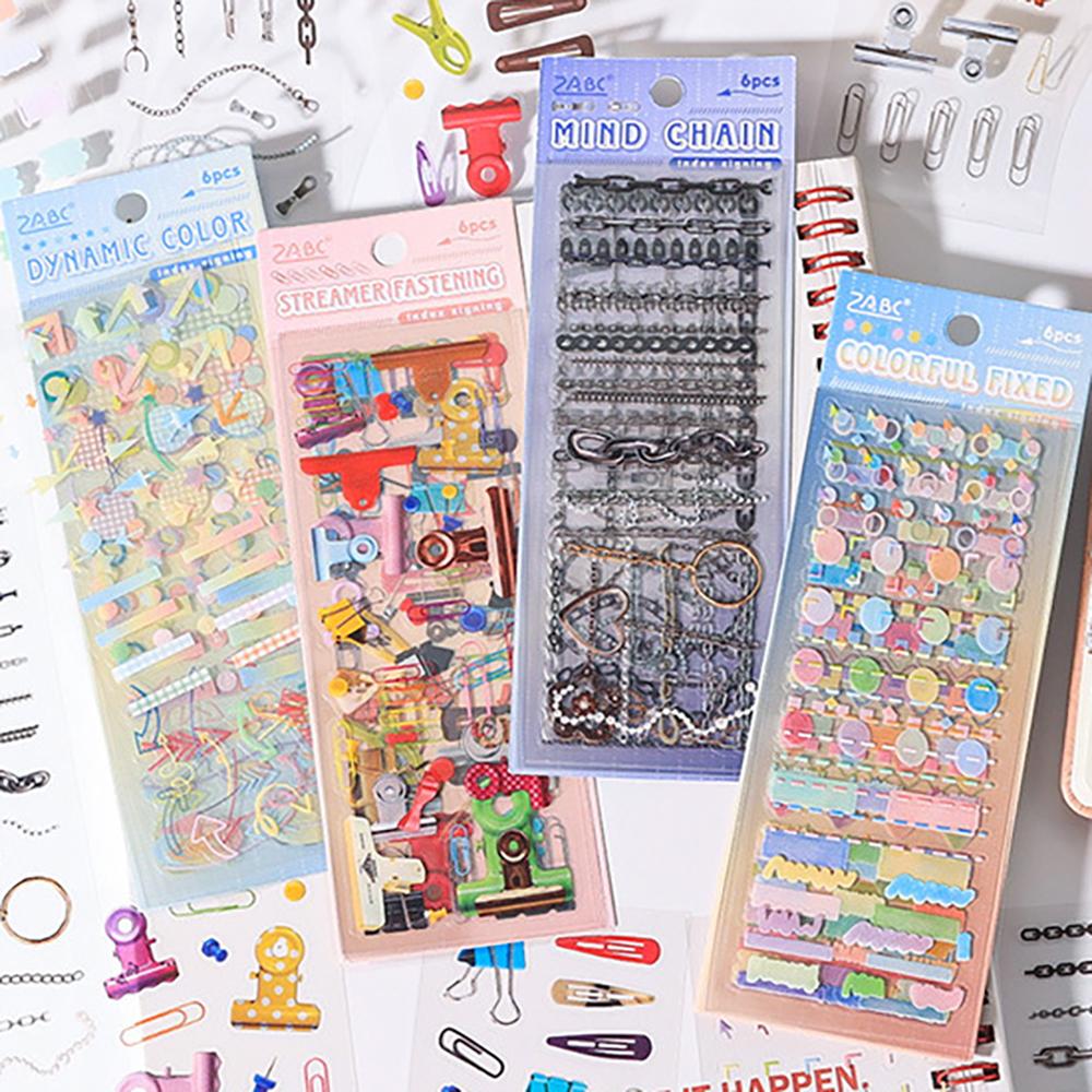 6 color index sign up notebook collage stickers, creative stickers DIY sticker notebook, student stationery, photo decoration
