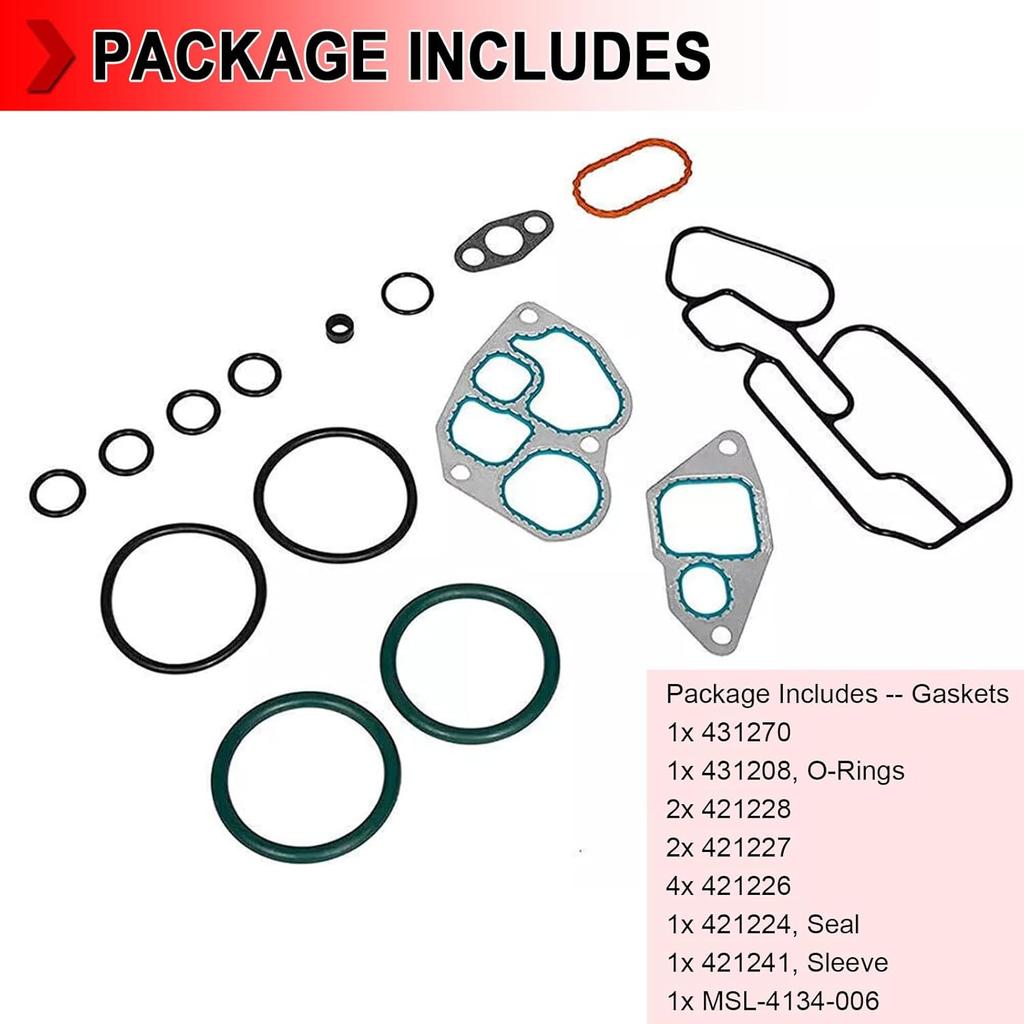 1823182C95 Engine Oil Cooler Mounting Gasket Kit Compatible with Navistar International 1993-1997 DT466E Engines, Replace 1823182C94 1823182C93