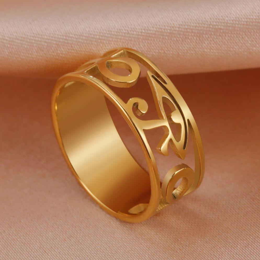 Teamer Egyptian Eye of Horus Ankh Cross Ring for Men Women Stainless Steel Vintage Finger Ring  Amulet Jewelry Valentine Gift