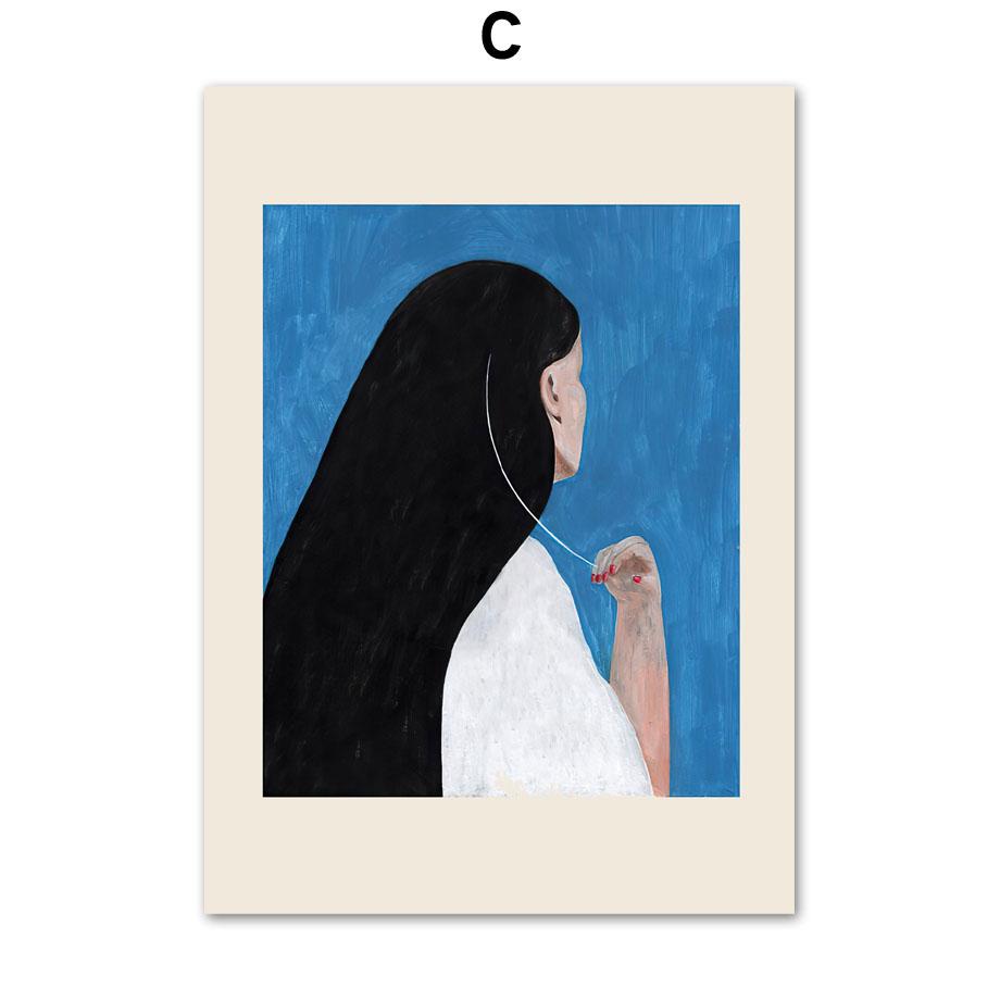 Sofia Line Exhibition Nordic Posters, Colorful Abstract Canvas Painting, Girl Wall Art, Girl Pictures, Living Room Decor